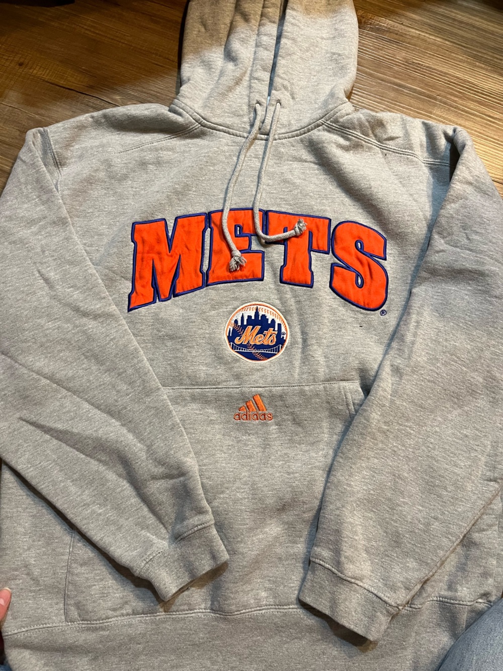 adidas Gray New York Mets Hoodie with Orange Logo